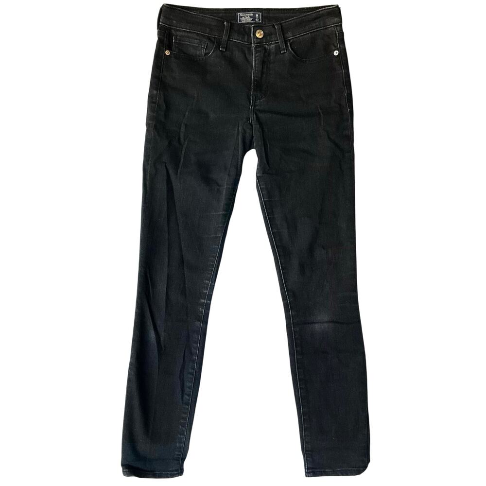 Abercrombie & Fitch Women Denim Lowrise Boot Cut Skinny Jeans Size 26 /2s,Black